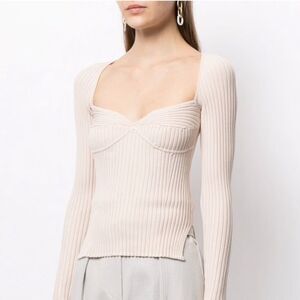 Jonathan Simkhai Sammy Bustier Rib Knit Top Champagne- Size Large